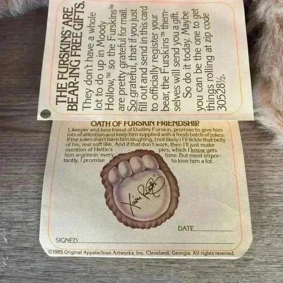 Vintage Xavier Roberts Furskins Dudley Furskin Plush Teddy Bear 1985 Overall - Picture 11 of 11